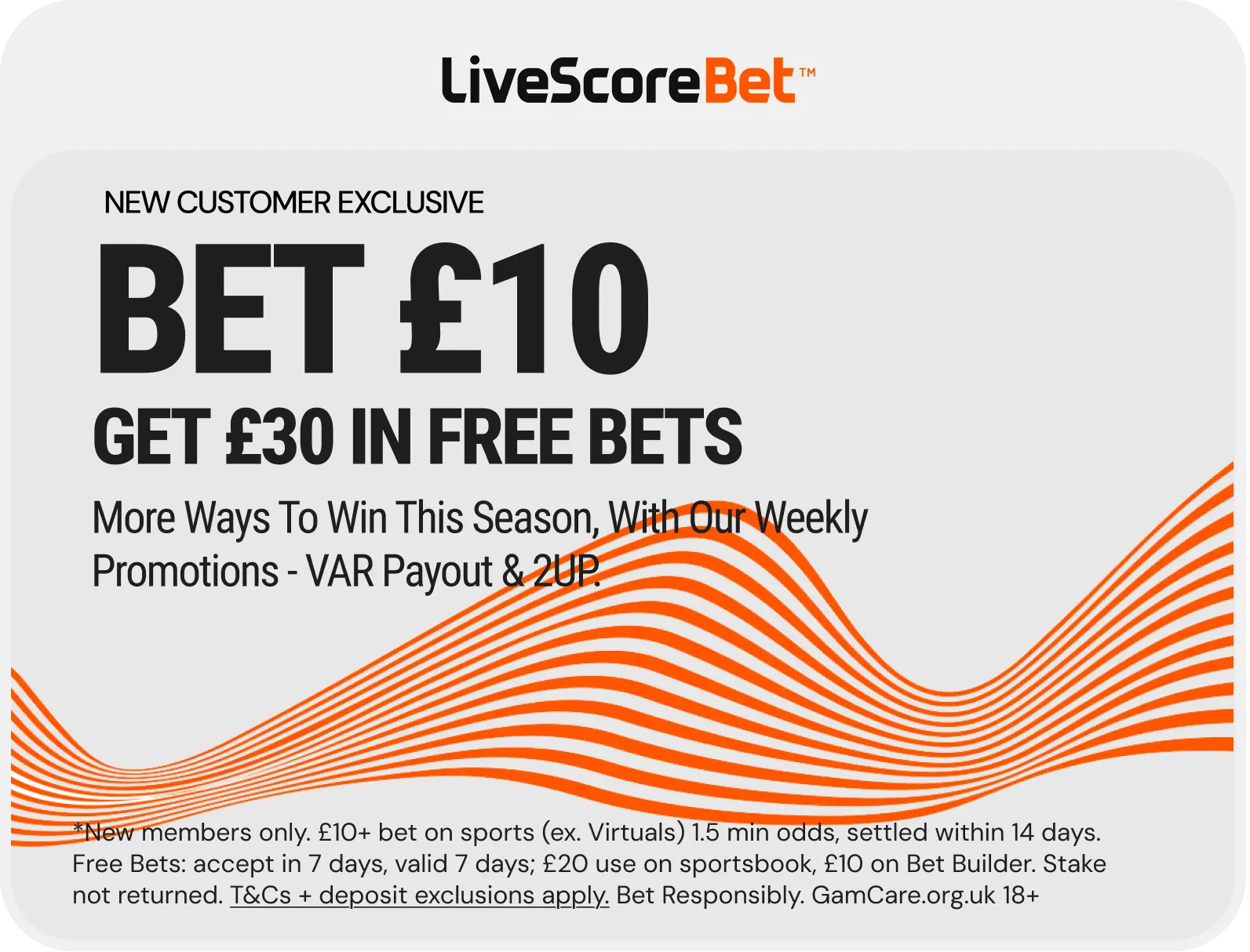 LiveScore Bet offer — Bet £10 get £30 in free bets